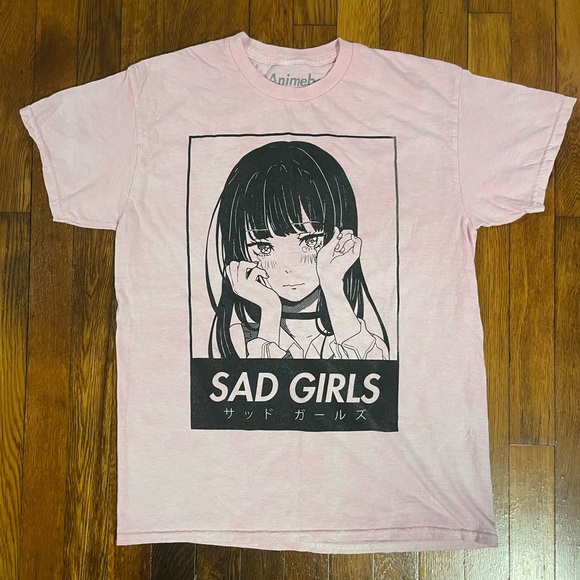 Beautiful Animebae Sad Girls T-Shirt Size Medium - Picture 1 of 3